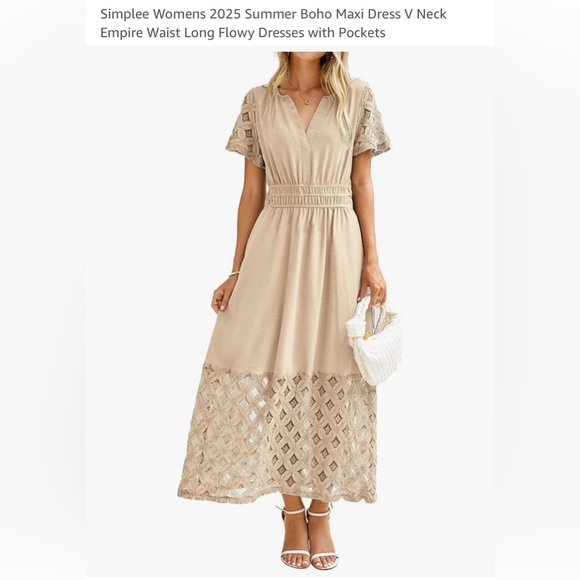 Simplee Apparel Dresses & Skirts - Simplee Women's Beige Boho Maxi Dress.